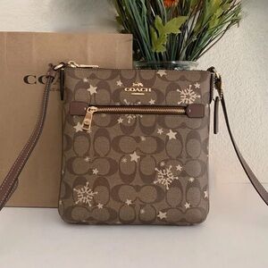 Coach Signature Crossbody Bag with Snowflake and Star Design